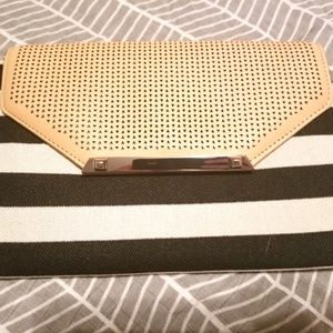 Black and Cream City Slim Clutch